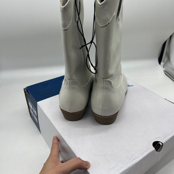 Arizona Jean Co Womens Maybrook Block Heel Cowboy Boots Cream Size 9M - Picture 6 of 11